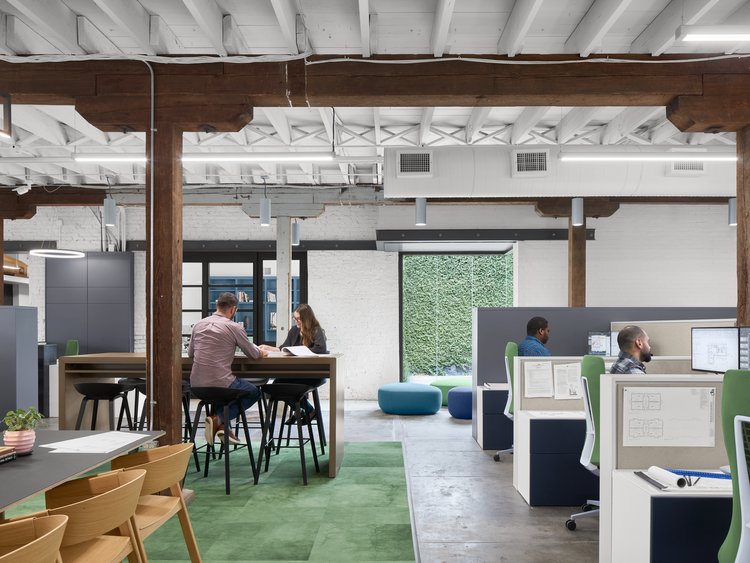 An office built following sustainable architecture best practices